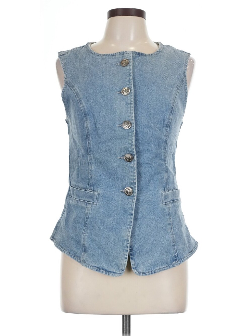 FreeMarket Light Wash Denim Button Vest Large